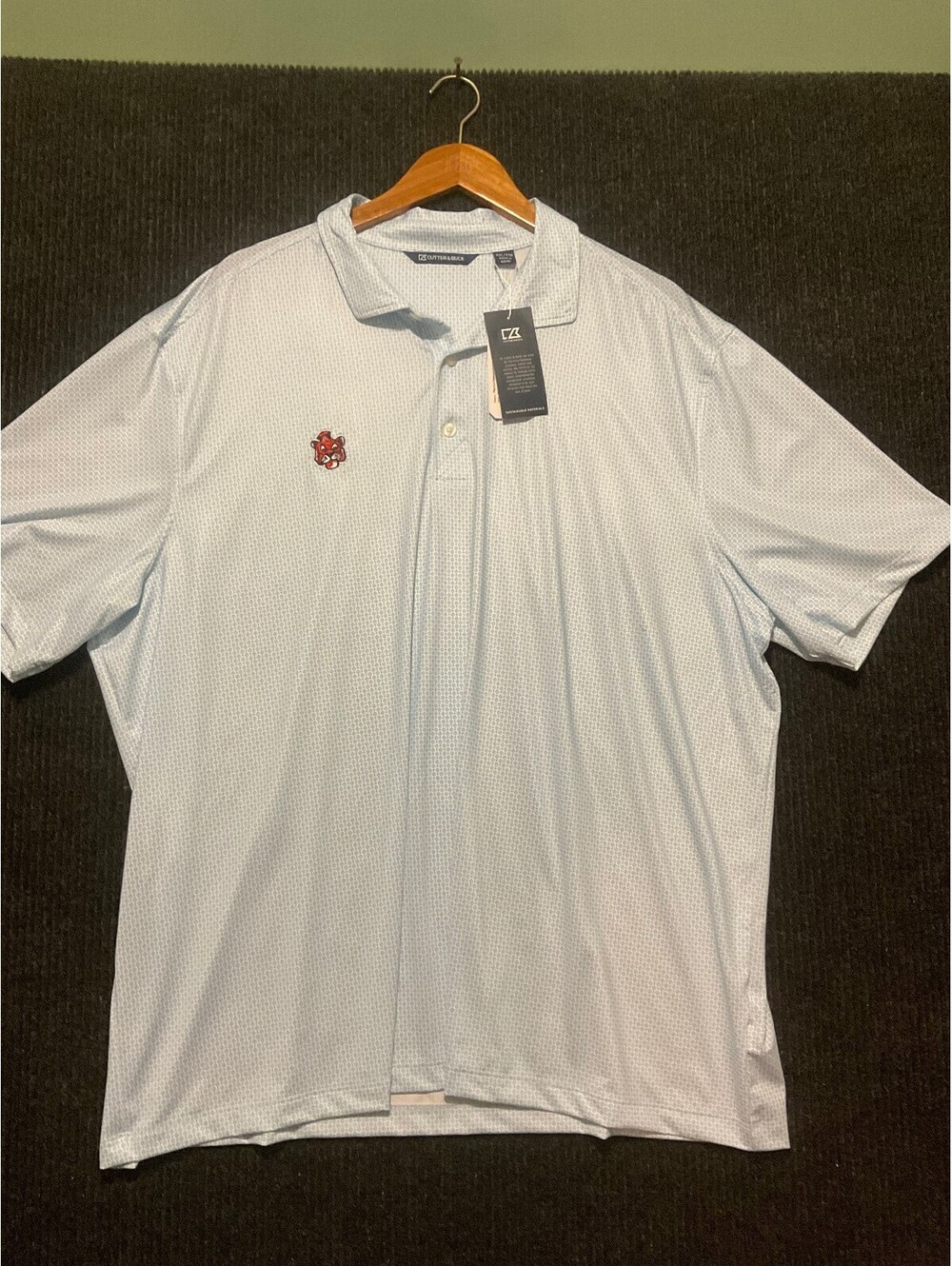 Cutter & Buck Men's Short Sleeve Polo Shirt white with light blue  Tiger Logo